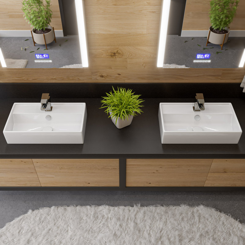 Alfi Brand 12.25'' White Porcelain Rectangular Bathroom Sink with Overflow