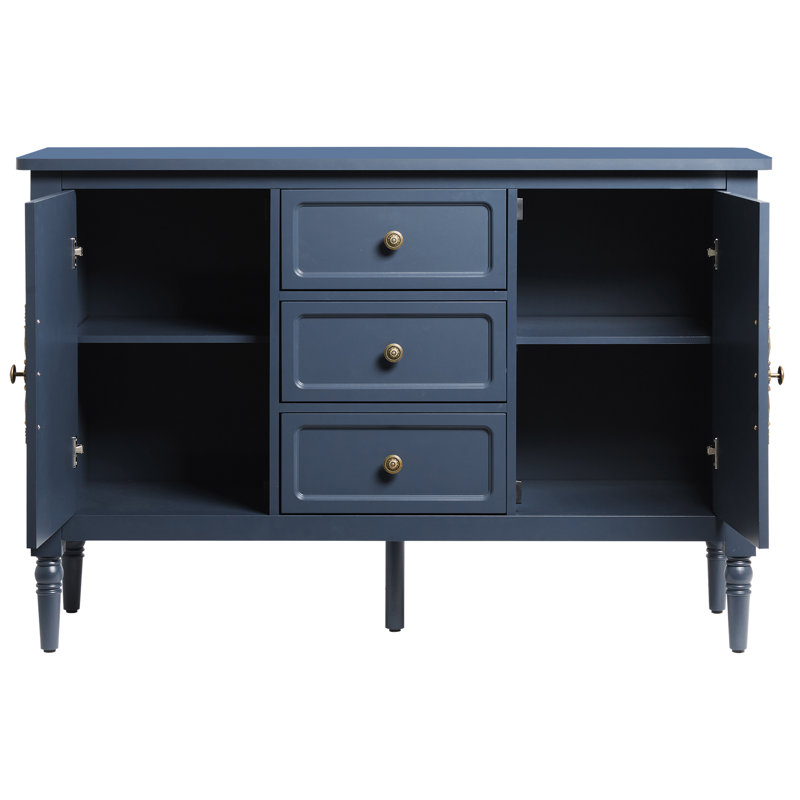 Collynns 47" W 3-Drawer Solid and Manufactured Wood Accent Cabinet, Blue