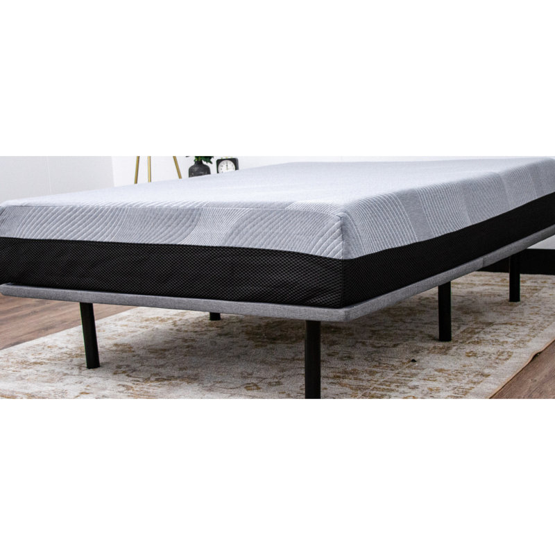 Modern Upholstered Platform X Series - Black And Gray, Plywood, 6 Adjustable Legs, 1000 Lbs Max Foundation Gray Color, Heavy Duty Frame, Weight Support