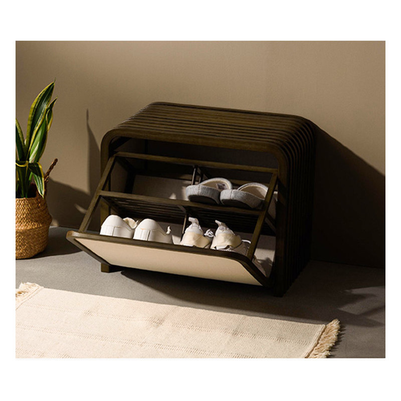 Banc de rangement pour chaussures en bambou, Brun