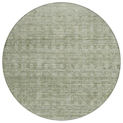Machine Washable Indoor/Outdoor Xhevrie Sage Rug