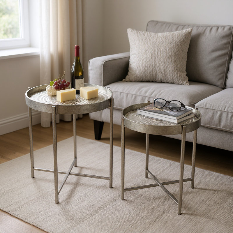 Glass Top Side Table Set
