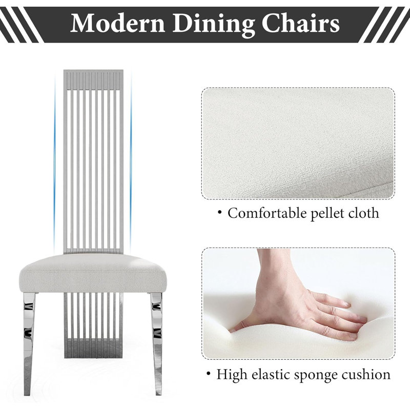 White Dining Chairs With Silver Legs, 4, Silver