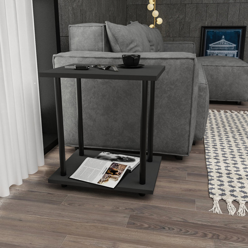 Table de bout en bois manufacturé, Noir, Anthracite