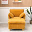 Velours côtelé 1 avec coussins - Polyvalent pour divers espaces Design rétro avec rembourrage en éponge Pieds en plastique 300 lb Capacité de soutien Balcon jaune, salon, cadre en bois massif rempli de chambre à coucher-1738838058