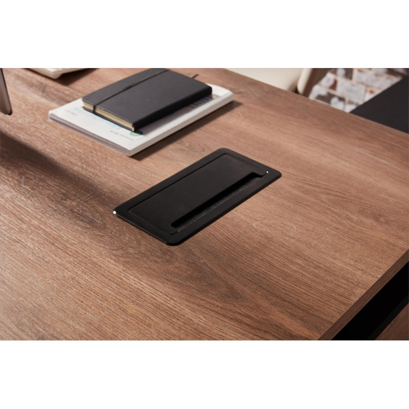 86.59 Inch L-Shaped Executive Desk Adjustable Height with Universal Charging Ports Drawers and Cable Management For Home and Office (Left Return)