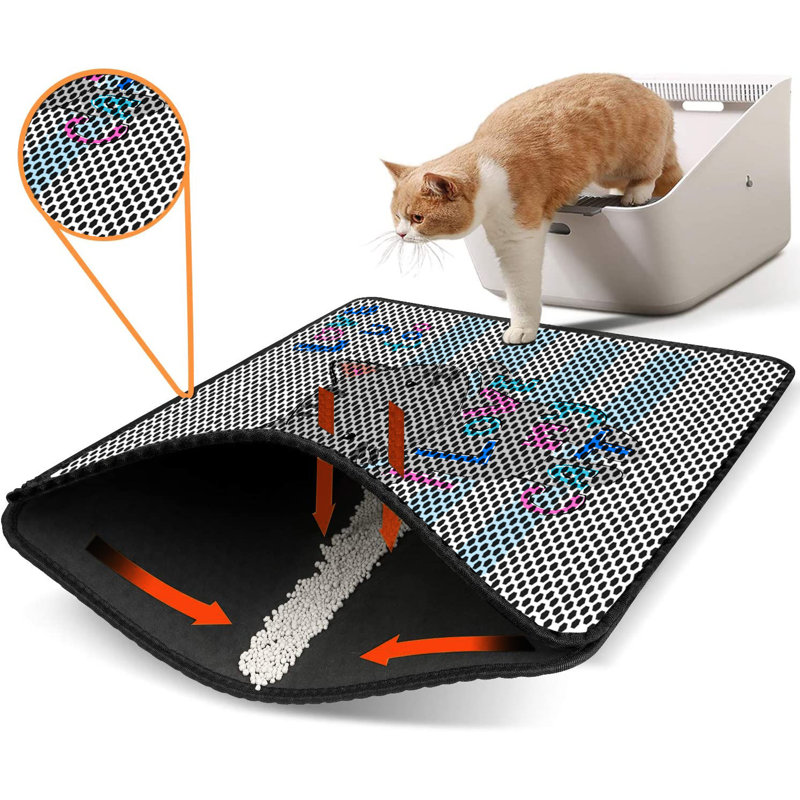 Tapis pour litière de qualité supérieure, 18 po x 24 po | 50% PVC / 50% polyester, lavable à la machine et passer l'aspirateur | Conception durable et facile à nettoyer pour les propriétaires d'animaux de compagnie | Protégez vos planchers des dégâts de la litière
