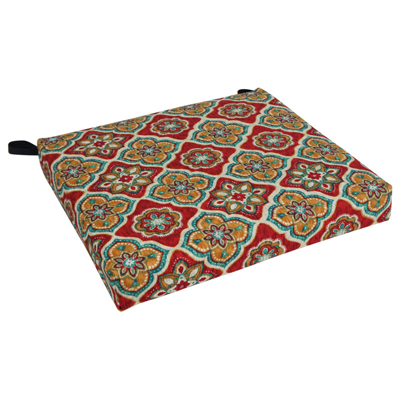 Outdoor 3'' Dining Chair Seat Cushion, Red/White