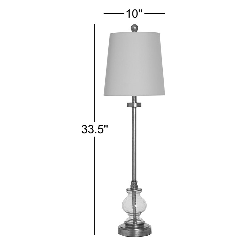 Yenni - Buffet Lamp Metal Clear Seeded Glass - Off-White Shade, Brass