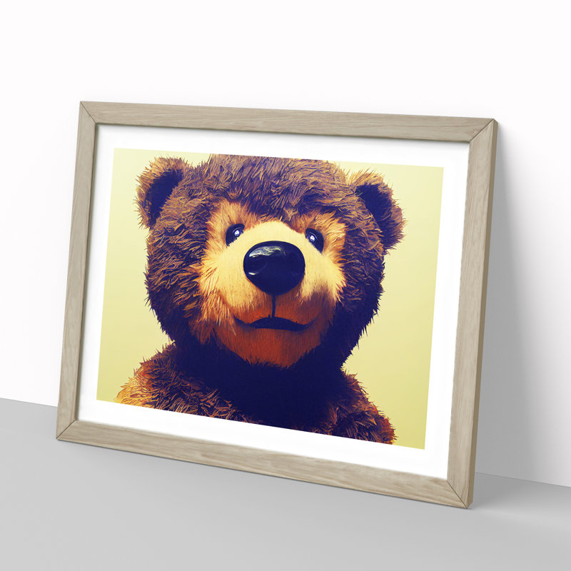 Dazzling Teddy Bear - Single Picture Frame Print, Oak Framed, 46cm H x 64cm W x 2cm D