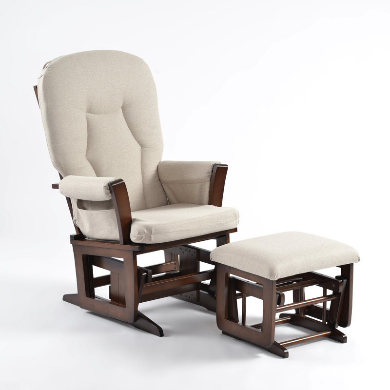 Fauteuil oscillant et repose-pieds Joy, Bois espresso, Vert