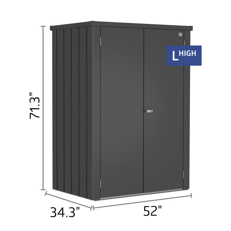 Biohort Romeo 4' 3" L x 3' D x 6' H Water Resistant Metal Vertical Tool Storage Shed in Dark Gray