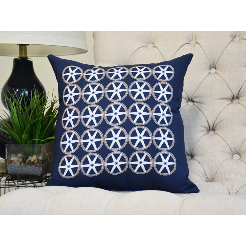 Housse et insert de coussin carré Nantucket, Bleu marine, 16 po x 1 po