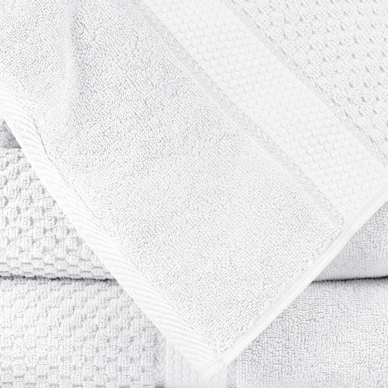 Essuie-mains texturés 100% coton Mulaayam, Blanc, Essuie-mains - paquet de 50
