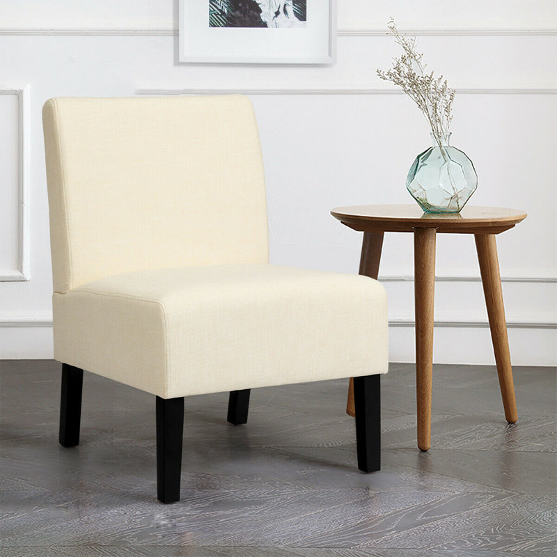 Upholstered Linen Slipper Chair, Beige