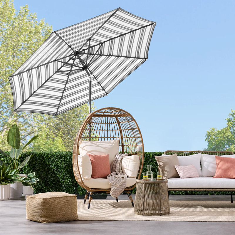 Parasol solaire rayé à DEL, Rayé noir
