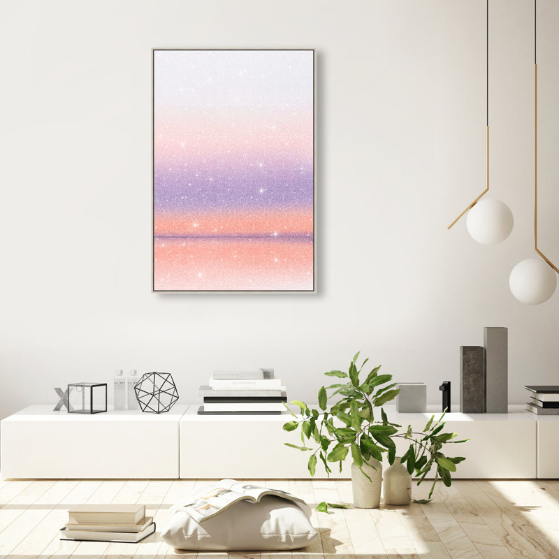 Peach Coastline Print by Oliver Gal, 25"H x 17"W, Silver Floater Frame