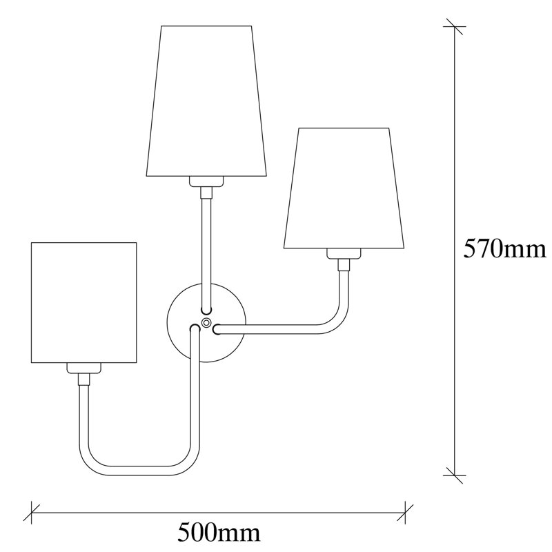 Modern Black Wall Lamp, Metal Body, 22.0 x 7.9 x 22.4 inches | Fabric Cap, 3 x E27 Socket (Max 40W), IP20 Rated | Stylish Home Lighting for Living Room, Bedroom & Office, Elegant and Functional Design