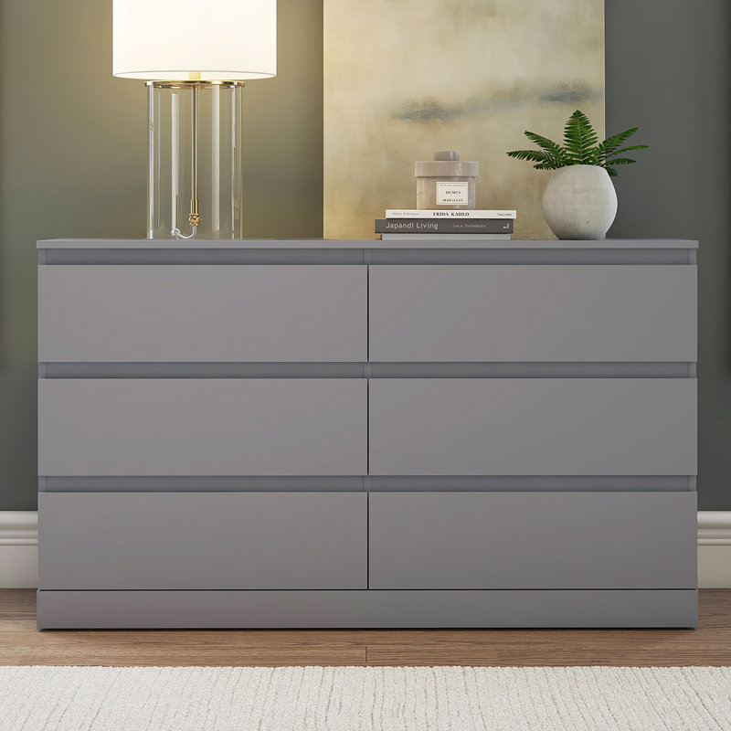 Aadaya 6-Drawer Dresser, Cool Gray