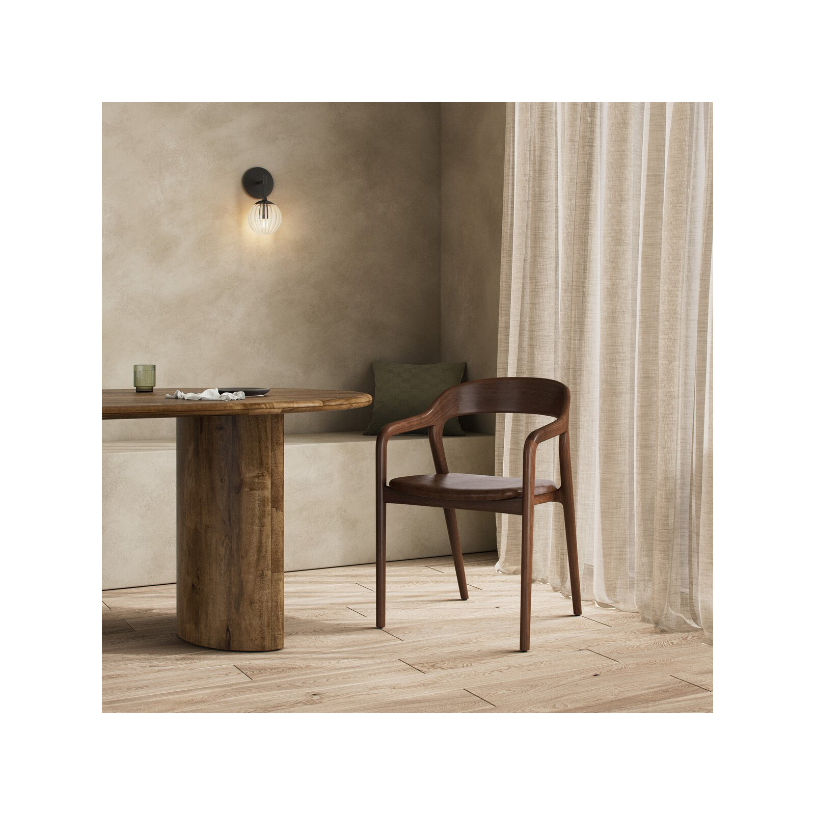 Kayla Leather Dining Armchair, Sonoma Coco, Umber Ash
