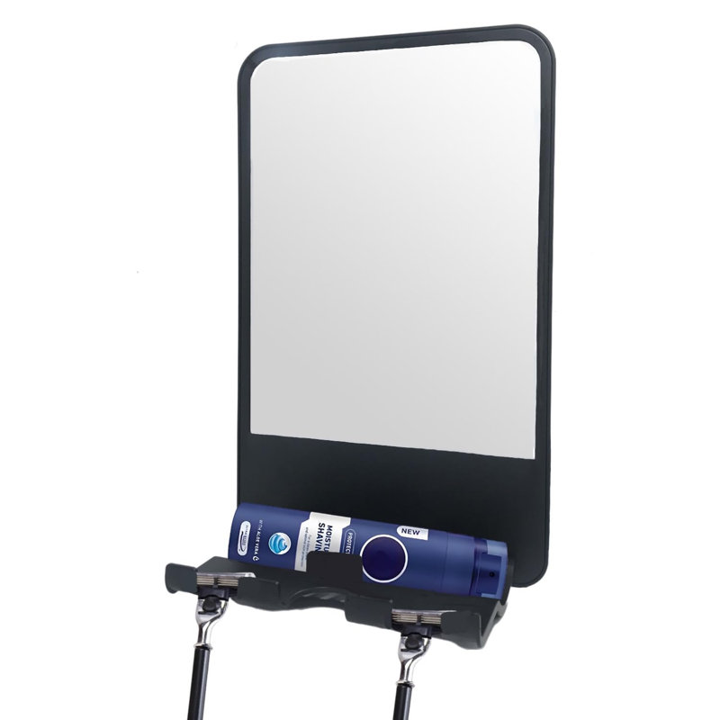 Shower Mirror For Shaving Fogless With Multifunctional Storage For Razor And Shaving Foam Canister, Adjustable Angle Mirror