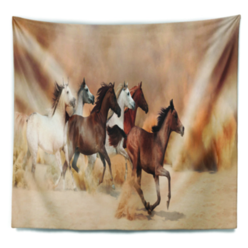 Gallops de troupeau de photographie dans la tapisserie de tempête de sable, H 78 po x l 92 po