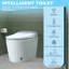 Toilette ronde intelligente avec réservoir chauffant automatique sans réservoir de 1 gallon Mondawe avec capteur de pied et veilleuse (siège inclus)