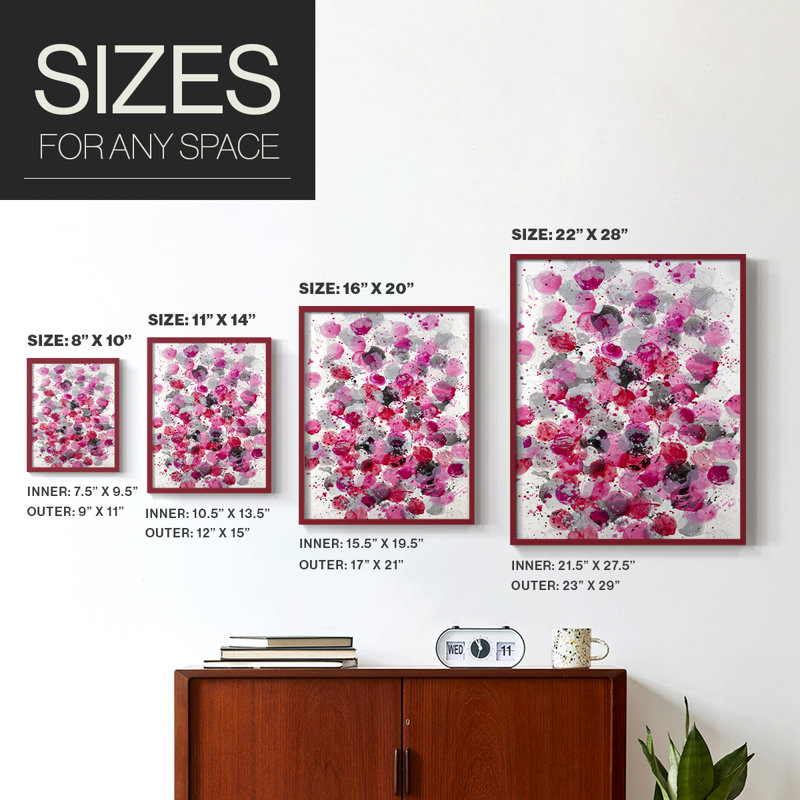 Reproduction encadrée bouquet - bois massif, Rouge, H 10 po x l 8 po