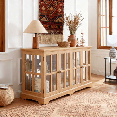 LED Curio Display Cabinet Antique Display Cabinet with Glass Doors Adjustable Shelves