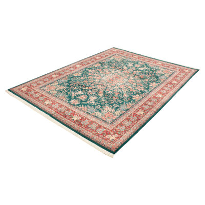 Momence One-of-a-Kind 9'1" X 12'4" 2010s Wool Area Rug in Green