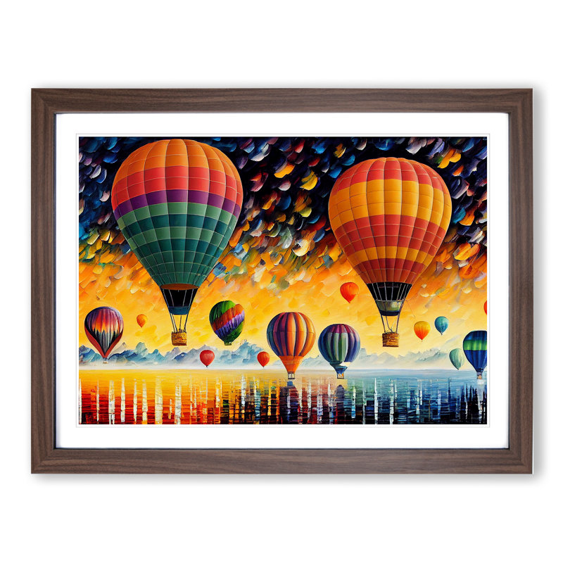 Colourful Hot Air Balloons Vol.3 1 Piece Wall Art, 25cm H x 34cm W x 2cm D, Oak Framed