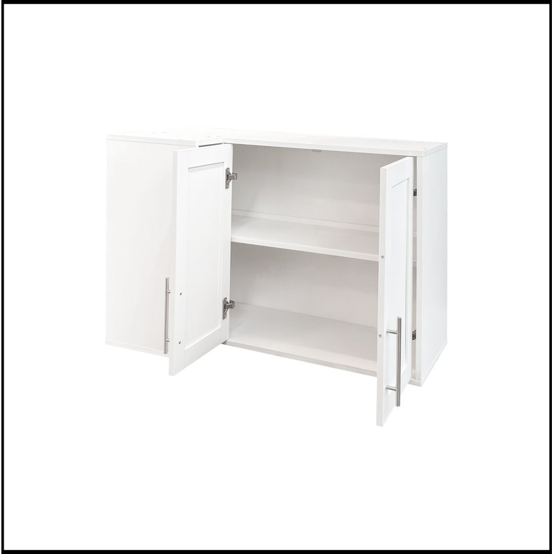 Armoire de cuisine murale en L avec 2 portes et 3 tablettes
