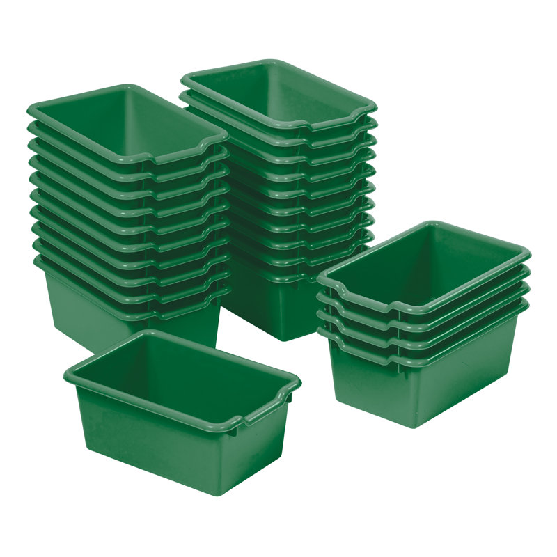 ECR4Kids Scoop Front Storage Bins, Multipurpose Organization, 25-Piece, Green