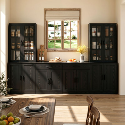 Armoire murale en bois avec portes en verre H 71 po x l 94,5 po