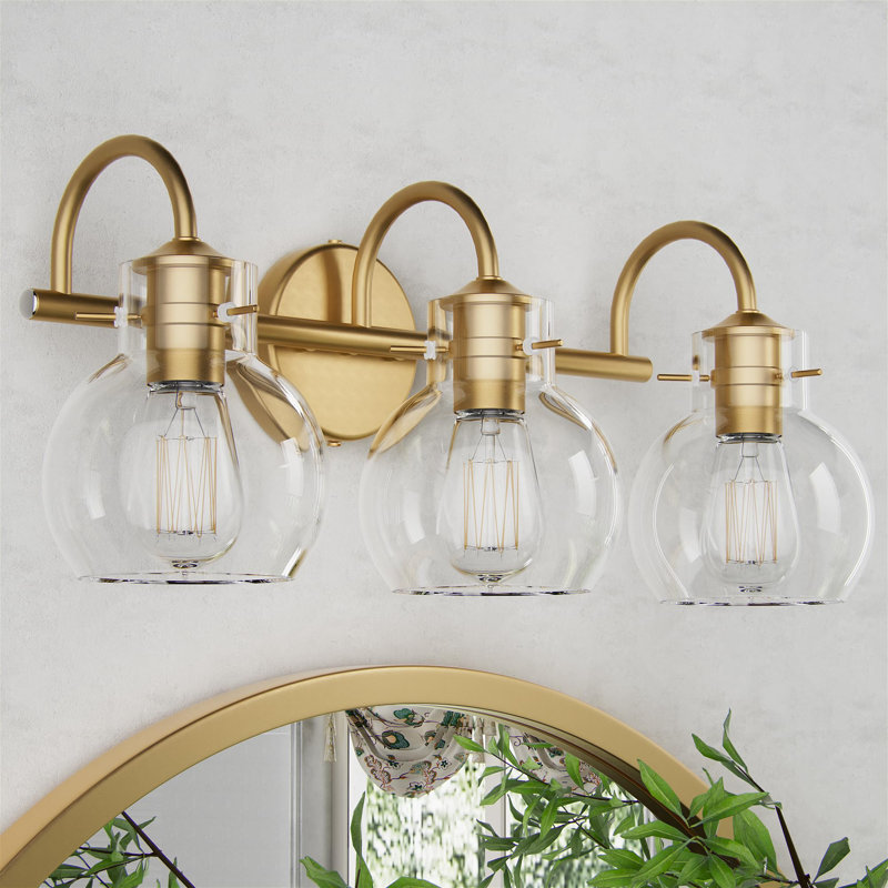 Luminaires de meuble-lavabo, appliques murales pour salle de bain avec abat-jour en verre Globel, base E26