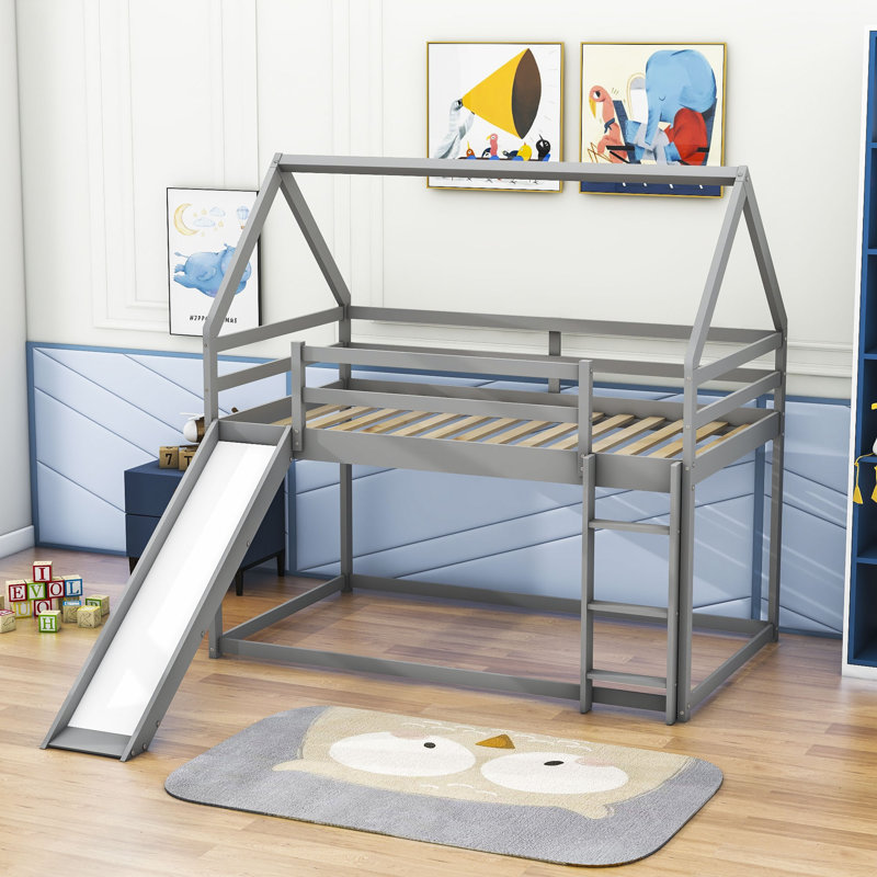Parthenon Kids Twin Over Twin Bunk Bed, Gray