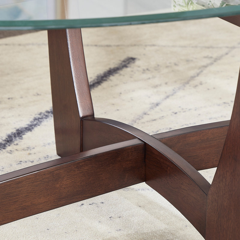Round Glass Coffee Table, Cherry
