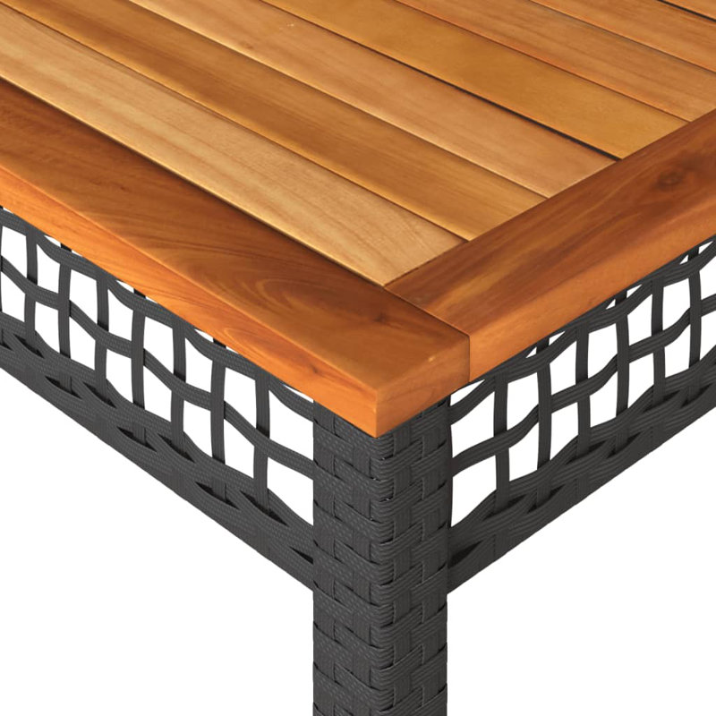 Swarthmore Solid Wood Metal Outdoor Dining Table, 75cm H x 80cm W x 140cm D, Black