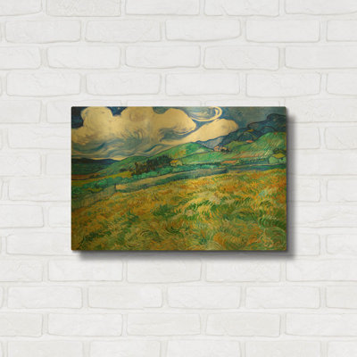 «Paysage de Saint-Remy» par Vincent Van Gogh, art mural en métal doré, 24 po x 16 po