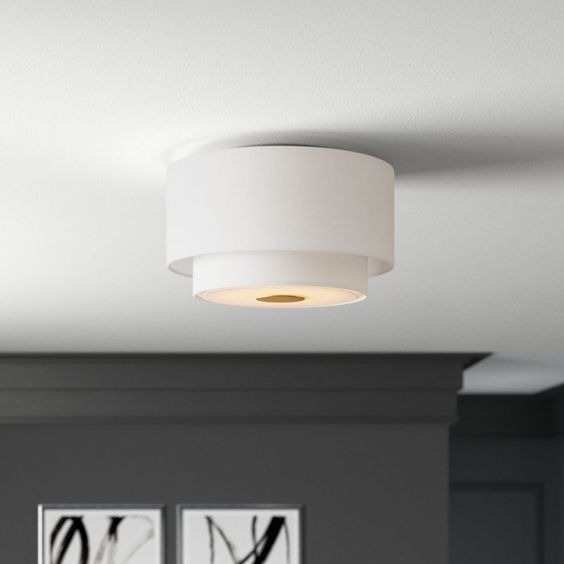 Tanyel Fabric Flush Mount, Burnished Brass