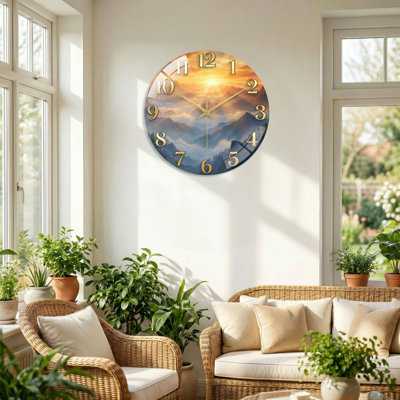 Horloge murale en verre Mountain