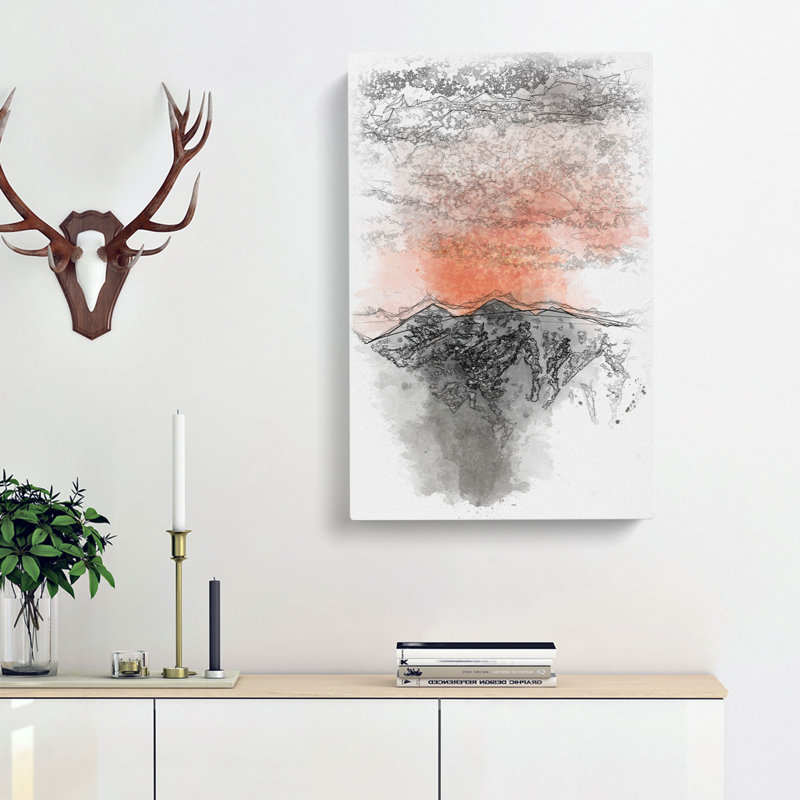 Orange Sky Above Mountains In Italy - Wrapped Canvas, 76cm H x 50cm W x 3cm D