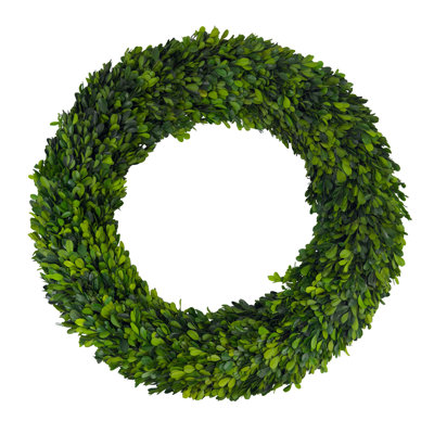 Maison 24" Handcrafted Real Preserved Boxwood Greenery Wreath
