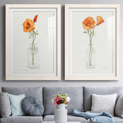 «I California Poppy Vase», reproduction encadrée prête à accrocher