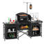 Camping Kitchen Table Portable Outdoor Cook Station Windshield Cupboard Aluminum