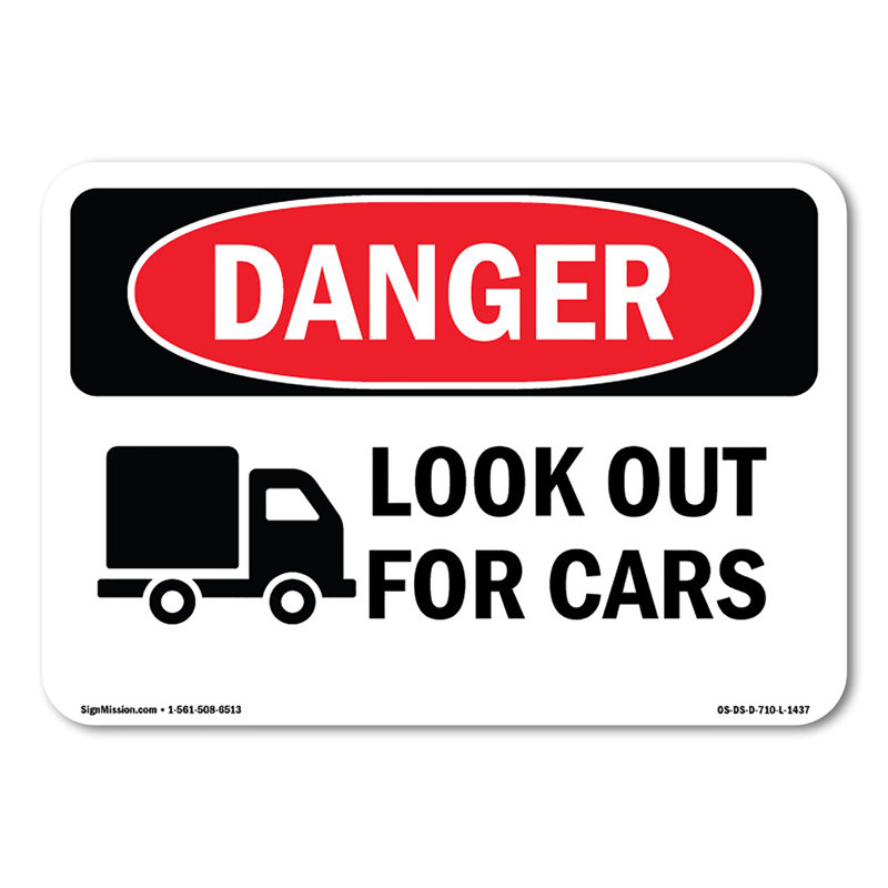 Enseigne en aluminium Look Out For Cars 14 po x 10 po