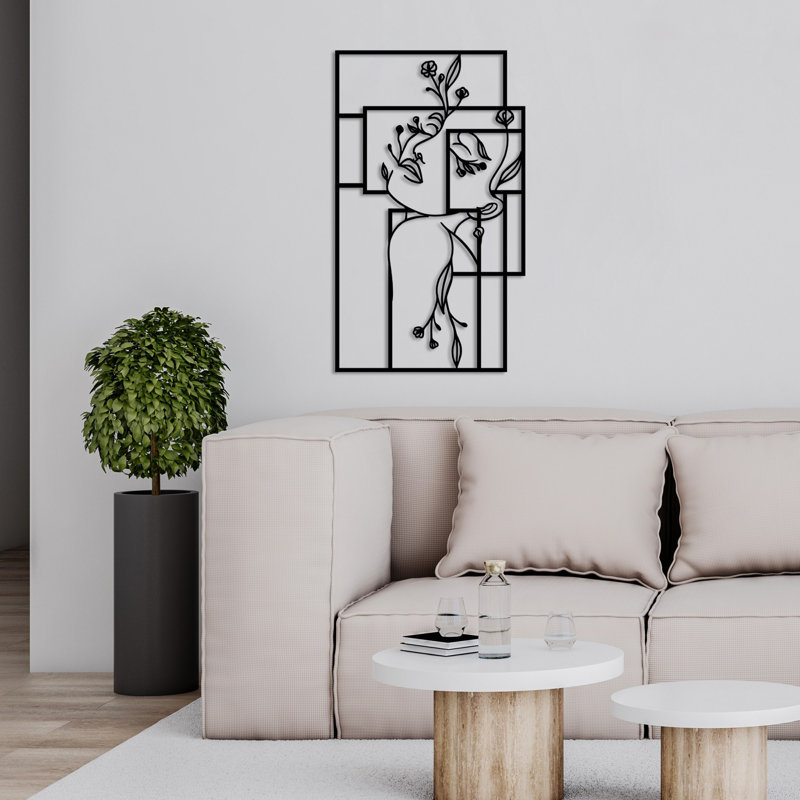 Elegant Black Decorative Metal Wall Accessory, 27.6 x 27.6 inches | 100% Metal Construction, Thickness: 0.06 inches | Easy Wall Mounting, Stylish Home Decor for Living Room & Office, Durable and Chic Design