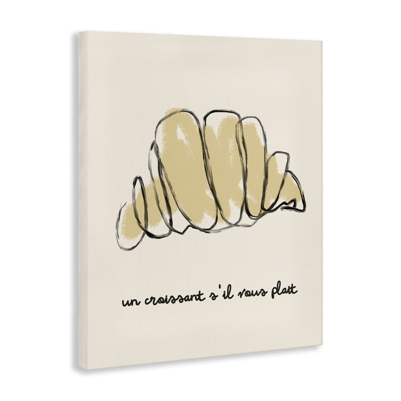 Croissant moderne français, toile par Lil 'Rue, H 20 po x l 16 po