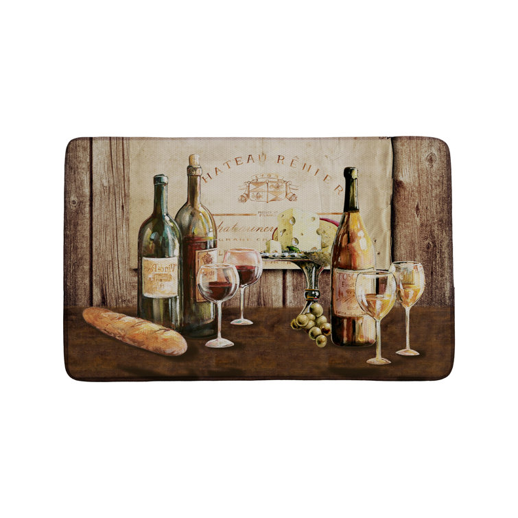 Sohome Cozy Living Wine Collection Brown 20 in. x 36 in. Anti Fatigue Kitchen Mat