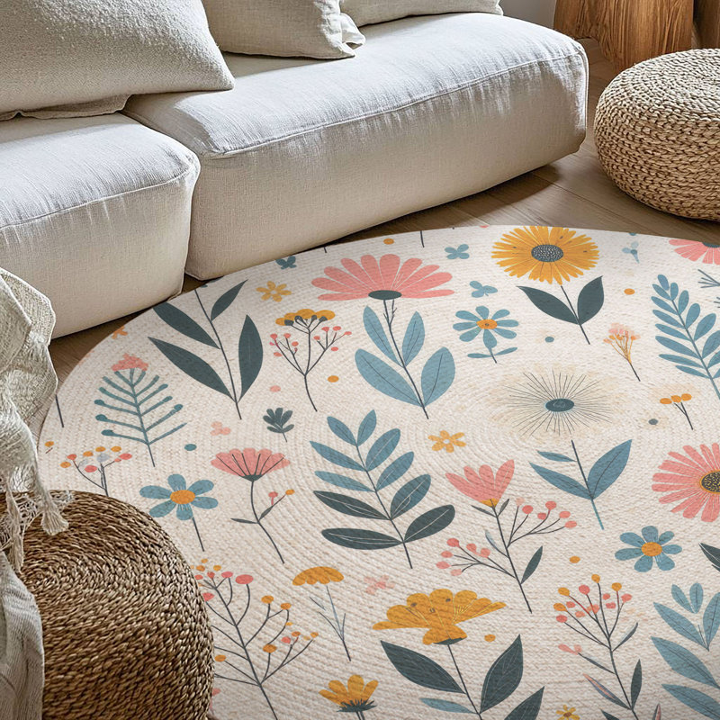 Tapis tressé Warm Garden Blooms, Rond 5 pi